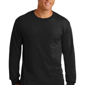Gildan - Ultra Cotton 100% US Cotton Long Sleeve T-Shirt with Pocket.  2410