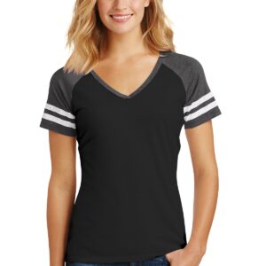 District  Women's Game V-Neck Tee. DM476
