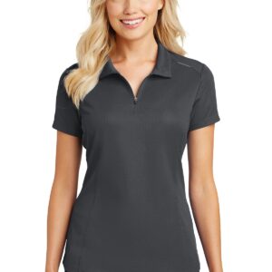 Port Authority Ladies Pinpoint Mesh Zip Polo. L580
