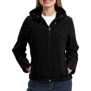 Port Authority® Ladies Textured Hooded Soft Shell Jacket. L706
