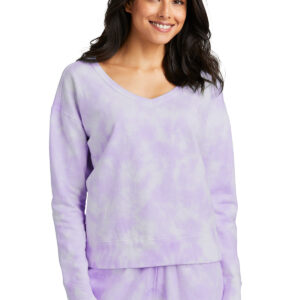 Port & Company® Ladies Beach Wash® Cloud Tie-Dye V-Neck Sweatshirt LPC140V