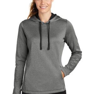 Sport-Tek ® Ladies PosiCharge ® Sport-Wick ® Heather Fleece Hooded Pullover. LST264