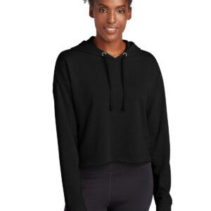 Sport-Tek ® Ladies PosiCharge ® Tri-Blend Wicking Fleece Crop Hooded Pullover LST298