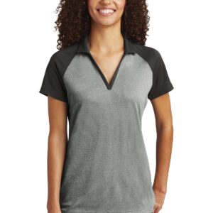 Sport-Tek  Ladies PosiCharge  RacerMesh  Raglan Heather Block Polo. LST641