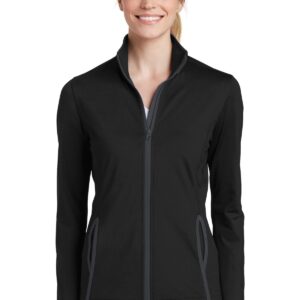Sport-Tek® Ladies Sport-Wick® Stretch Contrast Full-Zip Jacket.  LST853