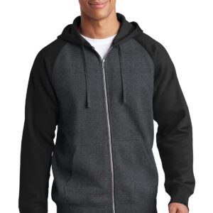 Sport-Tek® Raglan Colorblock Full-Zip Hooded Fleece Jacket.  ST269
