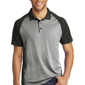 Sport-Tek  PosiCharge  RacerMesh  Raglan Heather Block Polo. ST641