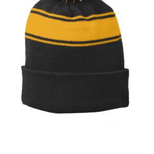 Sport-Tek Stripe Pom Pom Beanie.  STC28