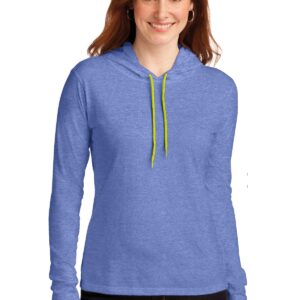 Gildan Ladies 100% Combed Ring Spun Cotton Long Sleeve Hooded T-Shirt. 887L