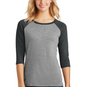 District Women's Perfect Tri 3/4-Sleeve Raglan. DM136L