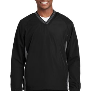 Sport-Tek® Tipped V-Neck Raglan Wind Shirt. JST62