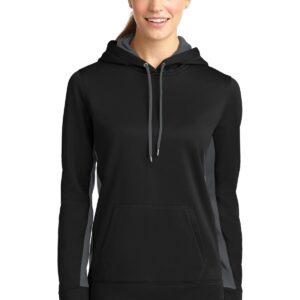 Sport-Tek® Ladies Sport-Wick® Fleece Colorblock Hooded Pullover. LST235