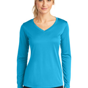 Sport-Tek Ladies Long Sleeve PosiCharge Competitor V-Neck Tee. LST353LS