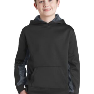 Sport-Tek® Youth Sport-Wick® CamoHex Fleece Colorblock Hooded Pullover.  YST239